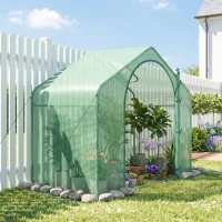 Outsunny 6' x 3' x 5' Portable Walk-in Greenhouse, PE Cover, Steel Frame Garden Hot House, Zipper Door, Top Vent for Flowers, Vegetables, Saplings, Tropical Plants, Green(m-8)