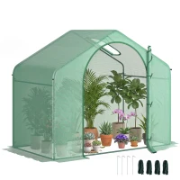 Outsunny 6' x 3' x 5' Portable Walk-in Greenhouse, PE Cover, Steel Frame Garden Hot House, Zipper Door, Top Vent for Flowers, Vegetables, Saplings, Tropical Plants, Green(m-1)