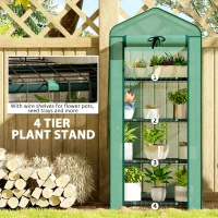 Outsunny Mini Greenhouse with Screen Roof, 4 Tier Portable Small Greenhouse with High Strength PE Cover, Green(m-6)