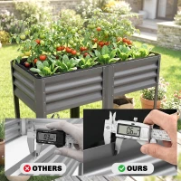 Outsunny Raised Garden Bed Galvanized Steel, Elevated Planter Box with Storage Shelf, Bed Liner, 31.5" High, Dark Gray(m-4)