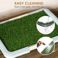 PawHut Puppy Training Pad, Indoor Portable Puppy Pad, with Artificial Grass, Grid, Panel, Tray, 24.8" x 19.1"(m-6)