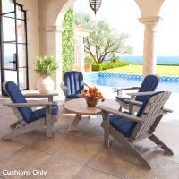 Outsunny Set of 4 Patio Chair Cushions, High Back Adirondack Chair Cushion with Ties, High-Density Foam, Navy Blue(m-7)