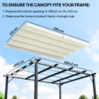 Outsunny 8' x 9.4' Retractable Pergola Canopy Replacement, Fit 7' x 10' Frame, UV30+ Pergola Cover Top Only, Cream(m-4)