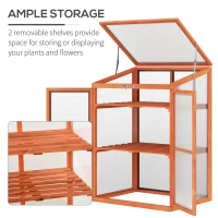 Outsunny Wooden Cold Frame Greenhouse Small Mini Planter Box, 30" L x 24" W x 44" H, Golden Red Finish(m-4)