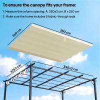 Outsunny 8.5' x 11.5' Retractable Pergola Canopy Replacement, Fit 10' x 13' Frame, Pergola Cover Replacement Top Only, Cream(m-4)