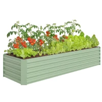 Outsunny 8'x2.6'x1.5' Galvanized Raised Bed, Large Elevated Planter Box for Growing Flowers, Herbs and Vegetables, Light Green(m-9)