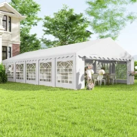 Outsunny 20' x 40' Party Tent, Outdoor Canopy Tent with Removable Sidewalls, 12 Windows for Parties, Wedding, Events, BBQ, White(m-10)