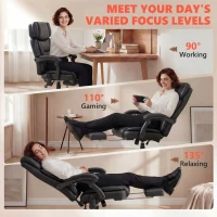 HOMCOM High Back Vibration Massage Office Chair Heated Reclining Computer Chair w/ Footrest, Swivel Wheels, Remote, Black(m-9)