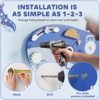 Qaba Whale Activity Wall Busy Board, 13 in 1 Montessori Sensory Wall Panel for Playroom Nursery Classroom Boys Girls 2+, Blue(m-7)