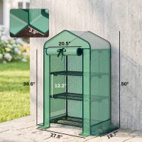 Outsunny Mini Greenhouse with Screen Roof, Portable Small Greenhouse with Roll-Up Zipper Door, 27.6" x 19.7" x 50", Green(m-3)