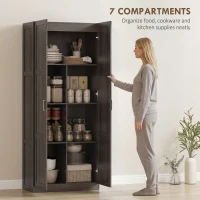 HOMCOM Farmhouse Pantry Cabinet, 71" Tall Kitchen Pantry Storage Cabinet with Soft-Close Hinges, Adjustable Shelves, Espresso(m-4)