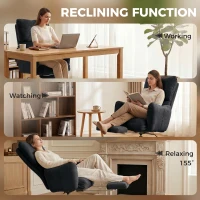 HOMCOM Office Chair with Foot Rest, Ergonomic Reclining Computer Gaming Chair w/ Snow Flannel Fabric, Thick Cushion, Black(m-5)
