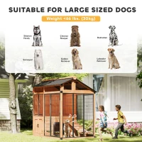 PawHut 7' x 5' Extra Large Dog House, Wood Outdoor Dog Kennel with Platform, Storage Cabinet for Large Breeds, Yellow(m-9)