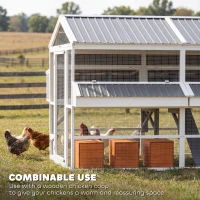 PawHut Wooden Chicken Coop, Outdoor Hen House with 2 Feeders, 2 Nesting Boxes, 2 Roosting Bars, Ramps, Waterproof Roof(m-5)