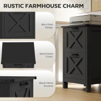 HOMCOM Vertical File Cabinet with 2 Drawers, Rustic Farmhouse Office Storage Cabinet for A4, Letter Size, Distressed Black(m-4)