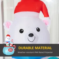 Outsunny 5ft Christmas Inflatables Outdoor Decorations Blessed Polar Bear and Penguins in the Cup, Blow-Up LED Yard Christmas Decor for Garden, Lawn, Party, Holiday(m-5)