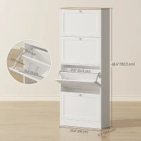 HOMCOM Modern Shoe Storage Cabinet with 4 Flip Drawers and Adjustable Shelves, Shoe Cabinet for 18-24 Pairs of Shoes, White(m-3)