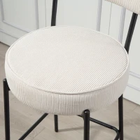 HOMCOM Set of 2 Barstools, Upholstered Corduroy Bar Stools with Backrest, Footrest for Kitchen Island, Dining Room, Cream White(m-10)