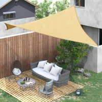 Outsunny 16' x 20' Sun Shade Sail Canopy Outdoor Shade Sail Cloth for Patio Deck Yard with D-Rings and Rope Included, Sand(m-2)