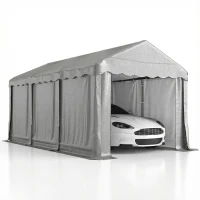 Outsunny 20' x 10' Portable Shed, Outdoor Storage Shed Tent with Roll-up Zipper Door and Removable Sidewalls, Light Grey(m-9)