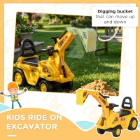 HOMCOM 2 in 1 Ride On Toy Digger Digger Tractor Pulling Cart Pretend Play Construction Truck(m-4)