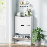 HOMCOM Narrow Shoe Storage Cabinet, Shoe Cabinet with 3 Flip Drawers, 31.5" W x 6.7" D x 42.5" H, White(m-1)