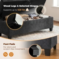 HOMCOM Storage Ottoman Bench, 63" End of Bed Bench for Queen/King Bed, Living Room, Bedroom, Entryway, Dark Grey(m-6)