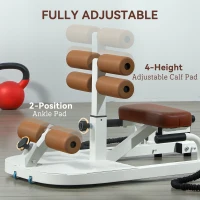 Soozier Foldable Sissy Squat Machine, Hip Thrust Machine with Push Up Stand, Multipurpose Glute Workout Equipment, White(m-6)