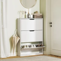 HOMCOM Narrow Shoe Storage Cabinet, Shoe Cabinet with 3 Flip Drawers, 31.5" W x 6.7" D x 42.5" H, White(m-7)