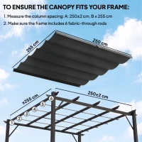 Outsunny 8.2' x 8.4' Retractable Pergola Canopy Replacement for 10' x 10' Frame, Cover Replacement (Cover Top Only), Dark Grey(m-4)