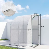Outsunny 5' x 4' x 7' Outdoor Lean to Greenhouse, Walk-In Green House Plant Nursery with Roll-up Window, PE Cover, White(m-3)