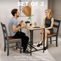 HOMCOM Farmhouse Dining Table Chairs, Set of 2 Rubber Wood Kitchen Table Chairs with Open Back for Living Room, Black(m-4)