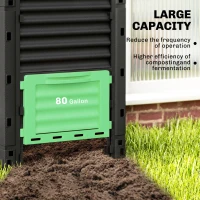 Outsunny Garden Compost Bin 80 Gallon Outdoor Large Capacity Composter Fast Create Fertile Soil Aerating Box, Green(m-5)