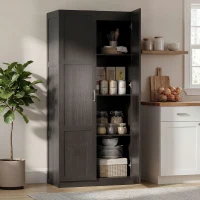 HOMCOM Farmhouse Pantry Cabinet, 71" Tall Kitchen Pantry Storage Cabinet with Soft-Close Hinges, Adjustable Shelves, Espresso(m-2)