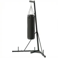 Soozier Punching Bag with Stand for Adults, 72.8"-90.9" Height Adjustable Freestanding Boxing Stand with Canvas Sandbag, Black(m-1)