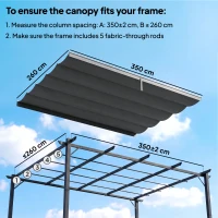 Outsunny 8.5' x 11.5' Retractable Pergola Canopy Replacement, Fit 10' x 13' Frame, Pergola Cover Replacement Top Only, Dark Grey(m-4)