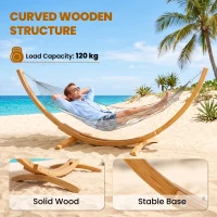 Outsunny 11' Wooden Hammock Stand Universal Garden Picnic Camp Accessories, Curved Arc Design Stand, 264lbs Capacity(m-5)