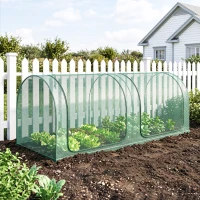 Outsunny 8' x 3' Crop Cage, Garden Plant Protector, with 3 Zippered Doors and 6 Ground Stakes, for Garden, Yard, Lawn Dark Green(m-1)