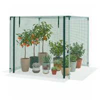 Outsunny Galvanized Steel Crop Cage, Plant Protection Tent with Zippered Door, 4' x 4', Green(m-2)