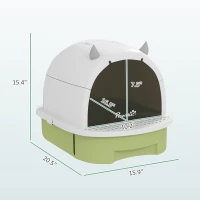 PawHut Covered Cat Litter Box with Lid, Scoop, Deodorizing Bags for Odor Control, Privacy, Easy to Clean, Green(m-3)
