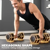 Soozier 2 x 35 lbs Rubber Hex Dumbbell Set for Body Fitness Strength Training Home Office Gym, Black(m-6)