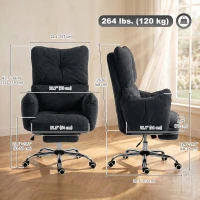 HOMCOM Office Chair with Foot Rest, Ergonomic Reclining Computer Gaming Chair w/ Snow Flannel Fabric, Thick Cushion, Black(m-3)