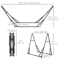 Outsunny Foldable Hammock Stand, Portable 2 in 1 Hammock Chair Stand Only with Carry Bag, Load Capacity 120kg, for Patio, Black(m-3)