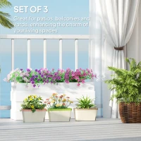 Outsunny 3 Pack Self Watering Flower Pots, 10.5 Inch Planter Box with Water Level Indicator for Vegetables, Succulents Plants(m-4)