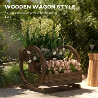 Outsunny Wooden Wagon Planter Box, 3-Tier Raised Garden Bed, for Vegetables Flowers Herbs, 24" x 24" x 22", Carbonized(m-4)
