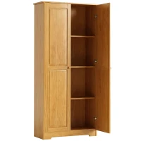 HOMCOM 67" Pinewood Kitchen Pantry Storage Cabinet, Freestanding Cabinets with Doors and Shelves, Dining Room(m-11)