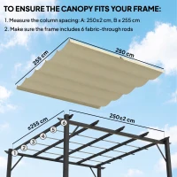 Outsunny 8.2' x 8.4' Retractable Pergola Canopy Replacement, Fit 10' x 10' Frame, Pergola Cover Replacement Top Only, Beige(m-4)