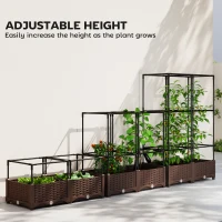 Outsunny Raised Garden Bed with Trellis, 46.5" Tomato Cage with Crop Cage, Self Watering Planter Box with Drainage Holes, Green(m-5)