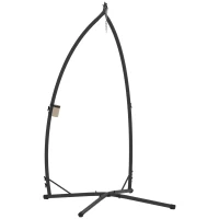 Outsunny Hammock Chair Stand, Heavy Duty Steel Hanging Chair Stand for Swing Chair, Egg Chair Stand with Cup Holder, Black(m-9)