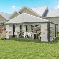 Outsunny 20' x 20' Heavy-duty Large Wedding Tent, Outdoor Carport Garage Party Tent, Patio Gazebo Canopy with Sidewall, Gray(m-2)
